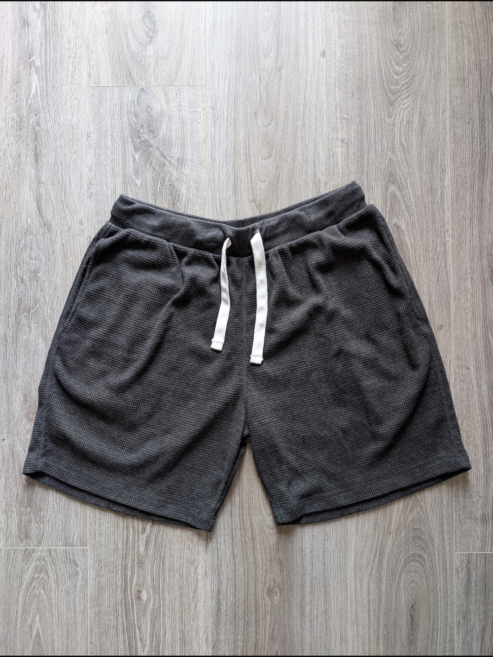 Gustin Waffle Knit Sweatshirts With Drawstring — Charcoal, Size L